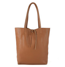 Genuine Leather Maxi Bag 396 cognac
