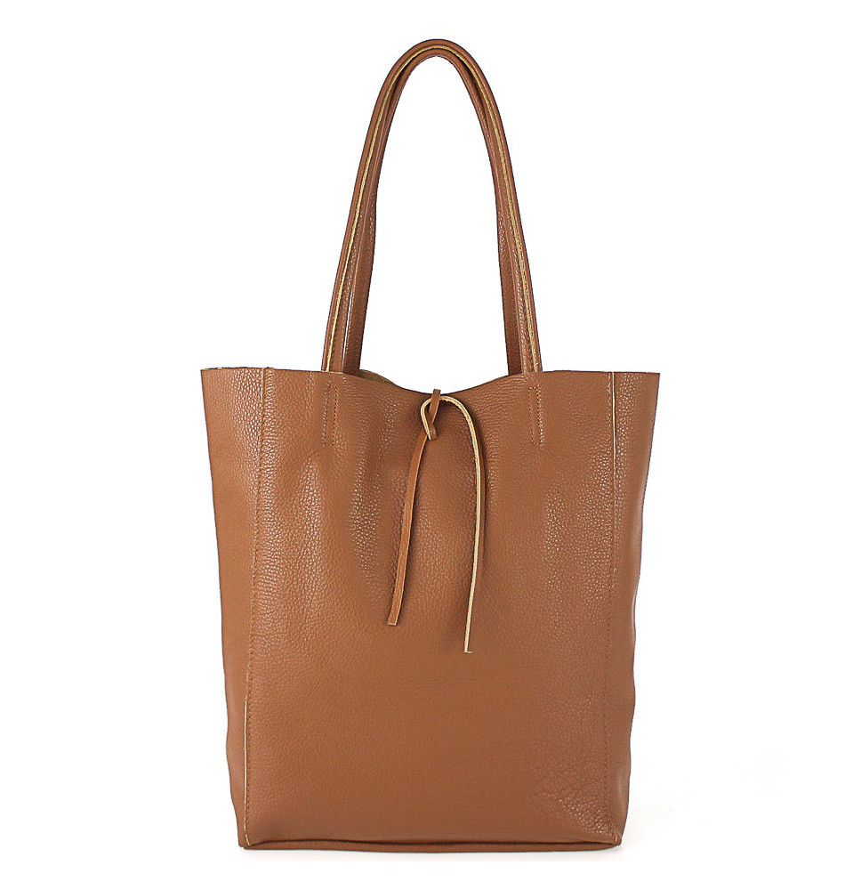 Kožená shopper kabelka 396 koňaková