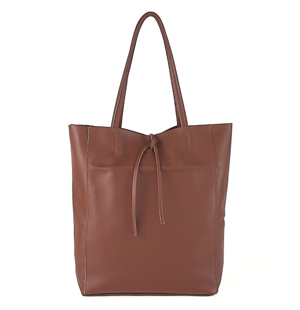 Kožená shopper kabelka 396 hnedá