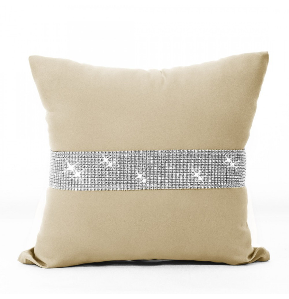 Pillowcase with zircons 40x40 cm beige