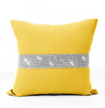 Pillowcase with zircons 40x40 cm yellow