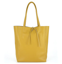 Genuine Leather Maxi Bag 396 mustard