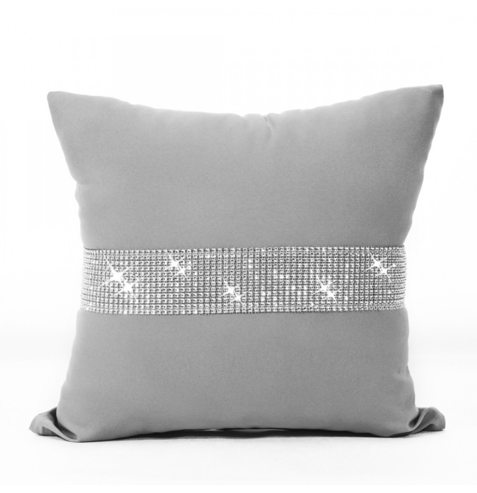 Pillowcase with zircons 40x40 cm light gray