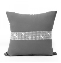 Pillowcase with zircons 40x40 cm gray