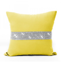 Pillowcase with zircons 40x40 cm yellow pastel