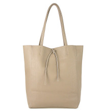 Genuine Leather Maxi Bag 396 taupe