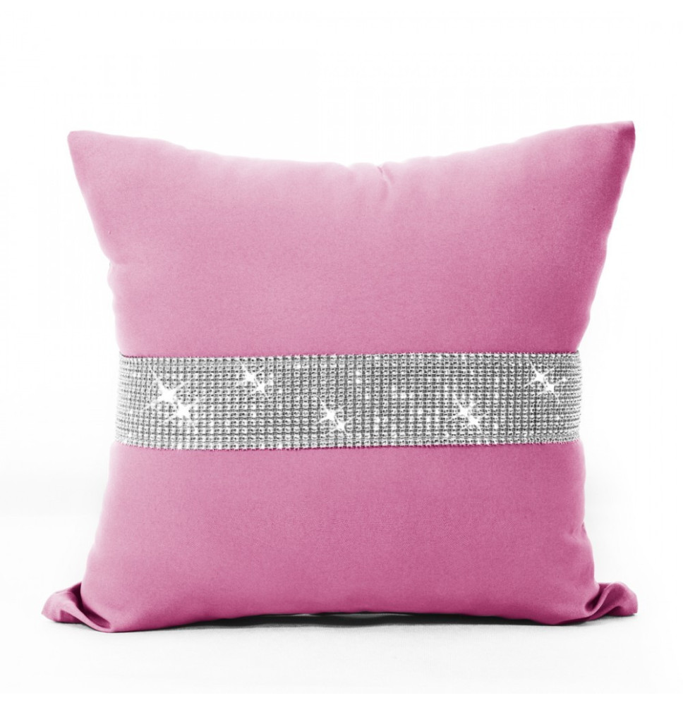 Pillowcase with zircons 40x40 cm pink
