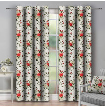 Tenda su anelli  140x250 cm beige con fiori