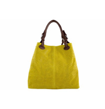 Genuine Leather Handbag Python stamp 35 yellow