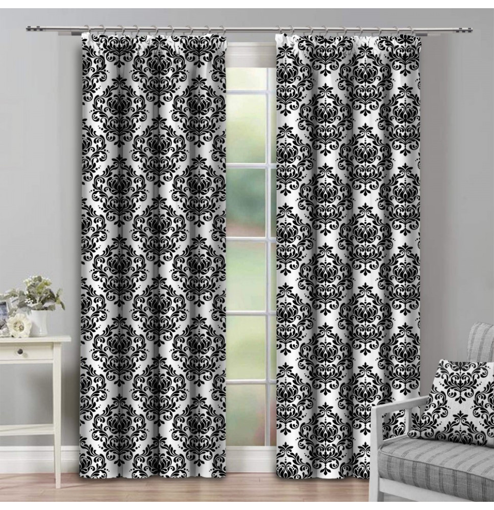 Curtain With Plater Tape 140x250 Cm, Black And White Curtains Uk
