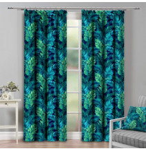 Tenda con nastro 140x250 cm verde acqua, foglie esotiche