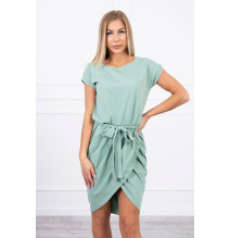 Cotton dress with belt MI8980 dark mint