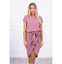 Cotton dress with belt MI8980 dark pink