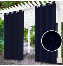 Gartenvorhang an Ringen auf der Terrasse MIG04 dunkelblau