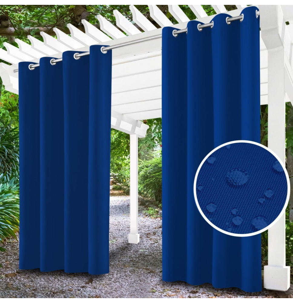 Garden curtain on rings on the terrace MIG05 azure blue