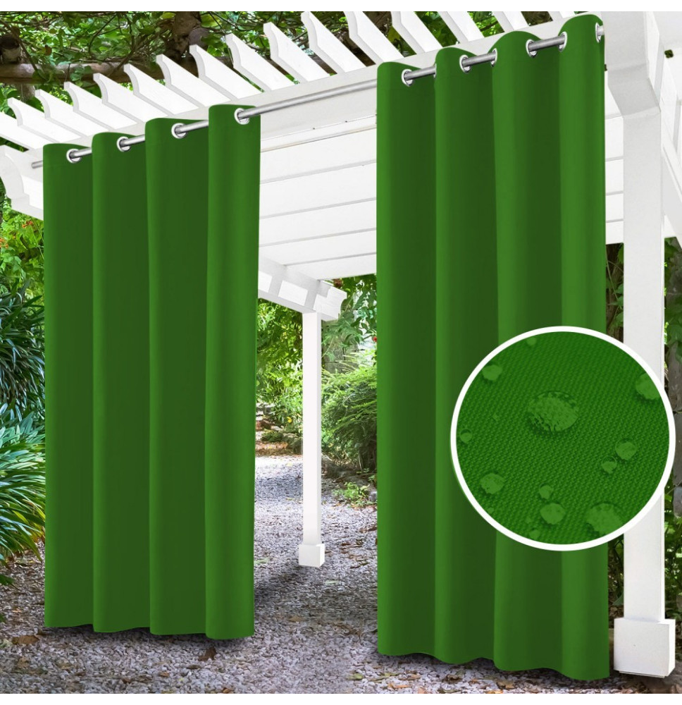 Garden curtain on rings on the terrace MIG31 green