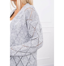 Dámsky sveter s geometrickým vzorom MI2020-4 šedý