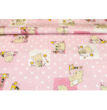 Bavlněná látka Medvídek růžová, š. 145 cm