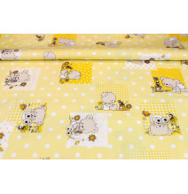 Cotton fabric Teddy bear yellow, h. 145 cm
