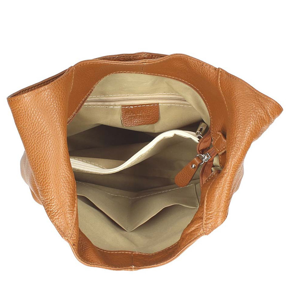 Béžová kožená kabelka na rameno 590 MADE IN ITALY Béžová