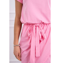 Bavlněné šaty s páskem MI8980 světle růžové