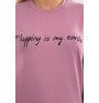 Women T-shirt SHOPPING IS MY CARDIO dark pink MI65297