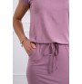 Viscose dress tied at the waist with short sleeves MI9074 dark pink
