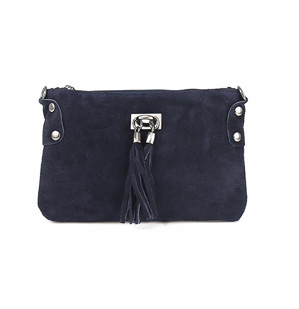 Genuine Leather Handbag 812 blue