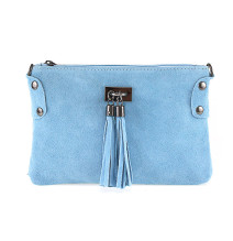 Genuine Leather Handbag 812 light blue
