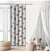 Curtain with plater tape 140x250 cm white with forest animals