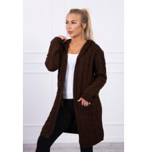 Women's sweater with hood and pockets MI2019-24 brown