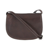 Genuine Leather Shoulder Bag 675 dark brown