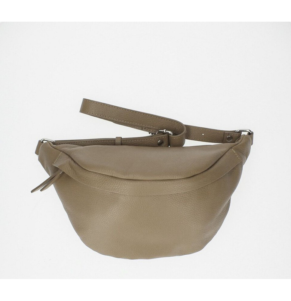 Woman Leather Waist Bag 536 dark taupe Made in Italy