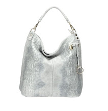 Kožená kabelka potisk krokodýl 1311 šedá