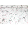 Cotton fabric Cats pink, h. 280 cm