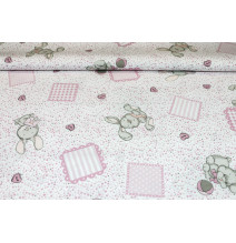 Cotton fabric Bunny pink, h. 145 cm