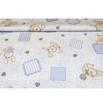 Cotton fabric Bunny blue, h. 145 cm