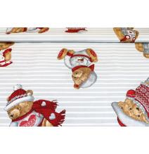 Tessuto di cotone Orsacchiotto grigio, h. 145 cm