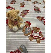 Cotton fabric Teddy bear gray, h. 145 cm