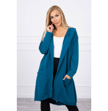 Dámsky kardigán s kapucňou oversize MI0044 morský