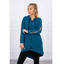 Női cipzáras pulóver, hátsó részben MI8997 tengeri