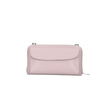 Leather wallet with mobile phone case powder pink