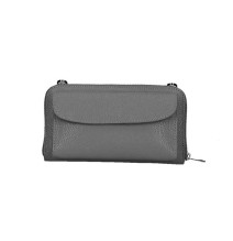 Leather wallet with mobile phone case dark gray