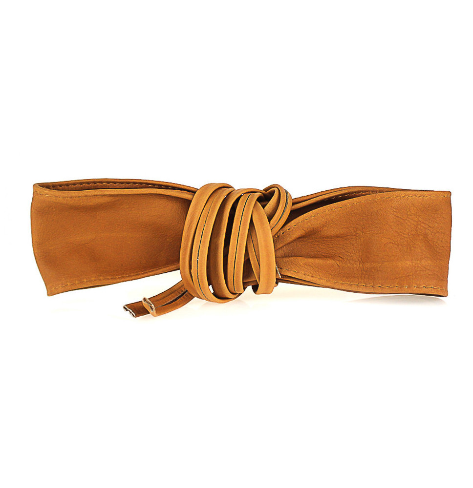 Genuine Leather sash belt 839 cognac