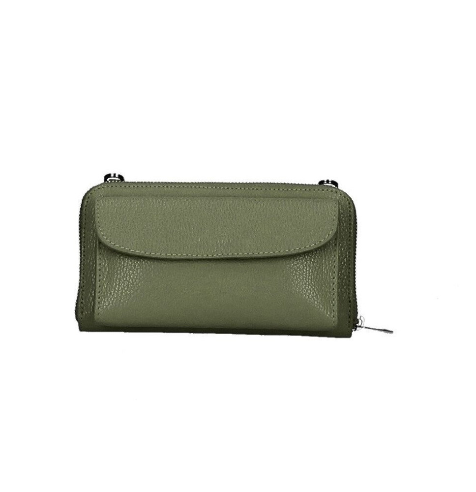 Leather wallet with mobile phone case military green
