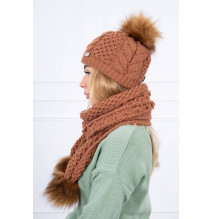 Women’s Winter Set hat and scarf  K110 Light brown