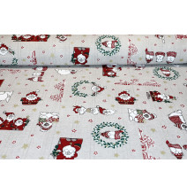 Fabric cotton Santa Claus beige, h. 140 cm