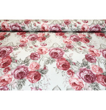Flannel cotton fabric Pink roses, h. 290 cm