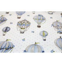 Flannel cotton fabric Blue Balloons, h. 290 cm