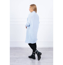 Dámsky sveter s rukávmi typ netopiera MI2019-13 nebesky modrý